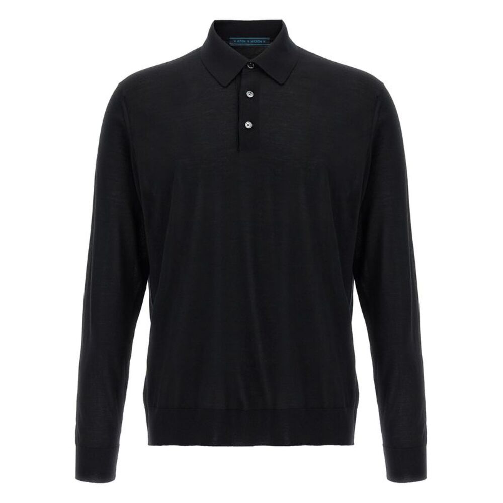 Kiton Black Wool Polo Men's Shirt